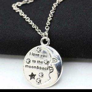 Silver Charm Necklace Moon and Back